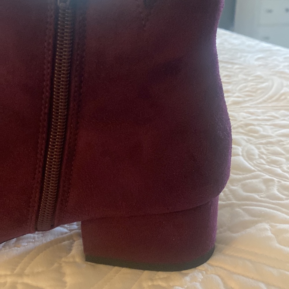 Plum colored low boots with a little fringe zipper. Brand new. - Picture 5 of 8